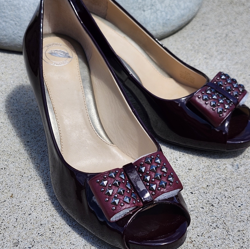 Nurture Patent Leather Open Toe Heels